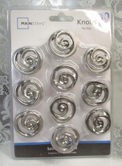 NEW Sealed Mainstays Set of 10 Swirl Satin Nickel CABINET KNOBS + Screws