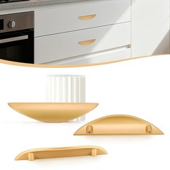 4 Pack Brushed Gold Cabinet Pulls, 3-3/4in Hole Centers Kitchen Cabinet Handl…