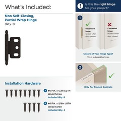 Cabinet Door Hinge 3/4 Inch 19mm Thick Full Inset Oil Rubbed Bronze Hardware
