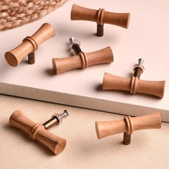 12 Piece Natural Wooden Plain Chic Drawer Pulls Cabinet Handles Dresser