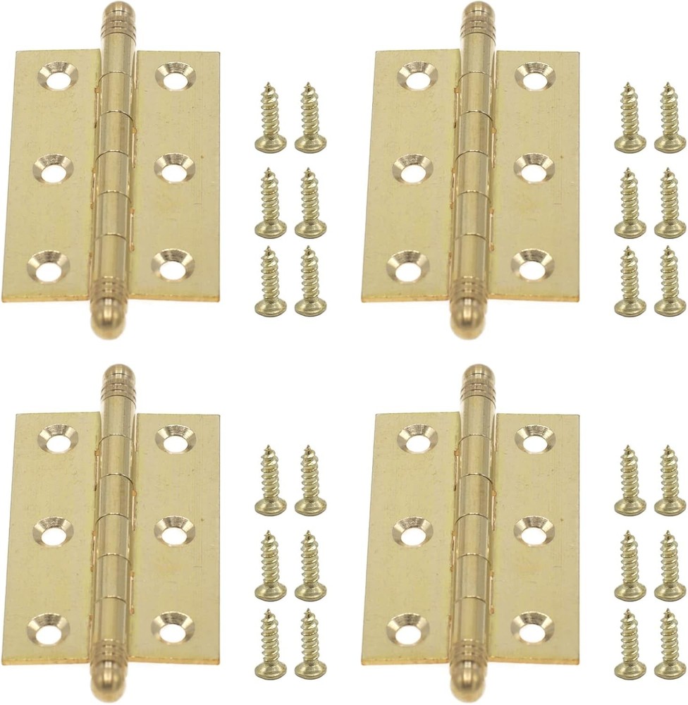 4pk 2.5″ Polished Brass Mini Cabinet Butt Hinges with Screws