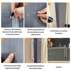 6Pack Nickel Brushed Cabinet Handles Satin Drawer Knob Metal Solid Pull Rod