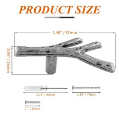 10pcs Silver Twig Drawer Pulls Handles, Zinc Alloy Rustic Cabinet Knobs Natures