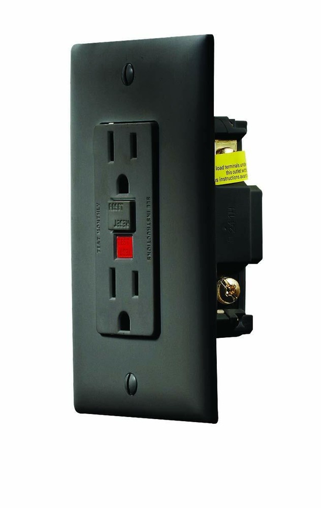 RV Designer S807, Dual Outlet GFCI with Cover Plate, Black, AC Electrical