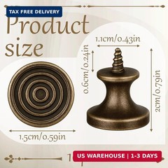 10Pcs Mini Drawer Knobs, Small Round Drawer Pulls Handles, 0.43″x0.79″, Antique