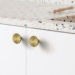 1.5’38mm Dia Brushed Gold Cabinet Knob Big Zinc Alloy Drawer Knobs With Round