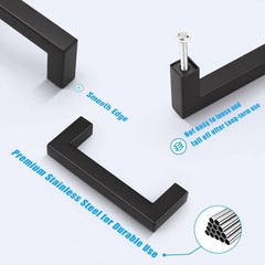 10 Pack 3.5″ Matte Black Cabinet Handles – Modern Drawer Pulls, Stainless Steel,