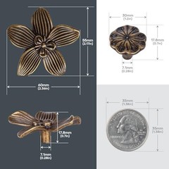 2.4 Inch Antique Brass Flower Cabinet 8 Pack Antique Brass Bronze(2.4inch)