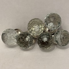 Hollywood Regency Style Crystal Faceted Glass Drawer Knobs 6 pc Set