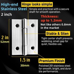 6 PCS Door Hinges 2 inch Stainless Steel Small Hinges Cabinet Hinges for Mini…
