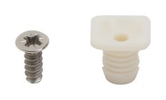 Silverline 8mm Plastic Hinge Dowel Inserts with Screws, 50 Pcs White