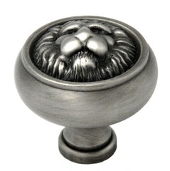 F503 Antique Pewter 1 1/2″ Solid Brass Lion Cabinet Knob Pulls Keeler Richelieu
