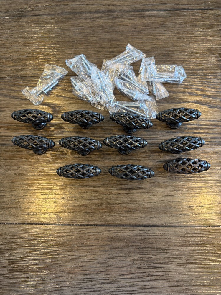 11 Oil Rubbed Bronze Birdcage Cabinet Knobs Wrought Iron Drawer Pulls