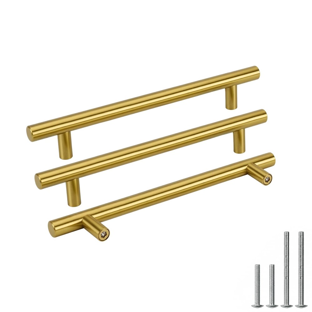25 Pack 6-1/4 Inch Brushed Gold Cabinet Handles Gold Drawer Pulls Kitchen Cab…