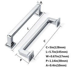 Polished Chrome Straight Bar Cabinet Drawer Pull Handles 5 Inch 128mm 10 PCS