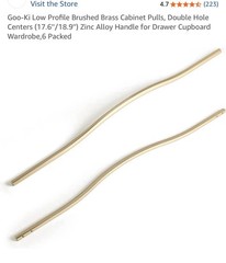 Goo-Ki Low Profile Brushed Brass Cabinet Pulls, 17.6”/18.9” Zinc Alloy, 6 Pcs