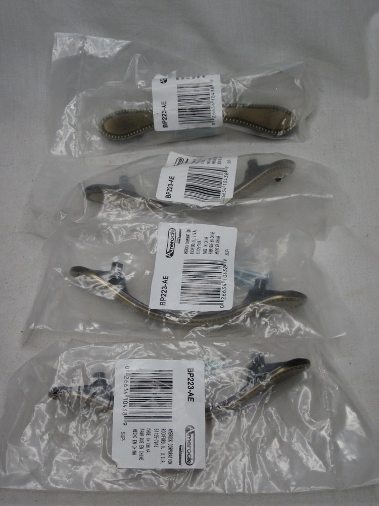 4 Amerock BP223-AE handle cabinet pulls handles pull 3″ Antique English curved “