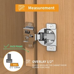 Chibery 10 Pack 1/2″ Overlay 3D Soft Close 1/2 inch Overlay, Satin Nickel