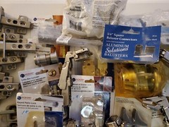 HUGE Lot of Cabinet Hinges Drawer Pulls Knobs Locks Coat Hooks Hardware