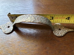 5 Vintage Hammered Copper Cabinet Hinges + 2 Handles Spear Colonial