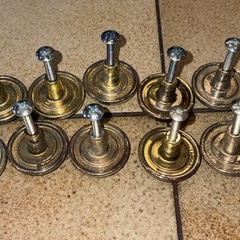 16-Qty Brass and White Ceramic Porcelain Drawer Pull Cabinet Knob 1.20” Diameter