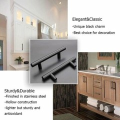 Matte Black Modern Cabinet Door Handles Pulls Kitchen Drawer Stainless Steel Lot