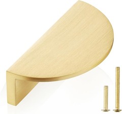 2-Pack Solid Brass Cabinet Pulls, Gold Half Moon Drawer Dresser Handles, 2
