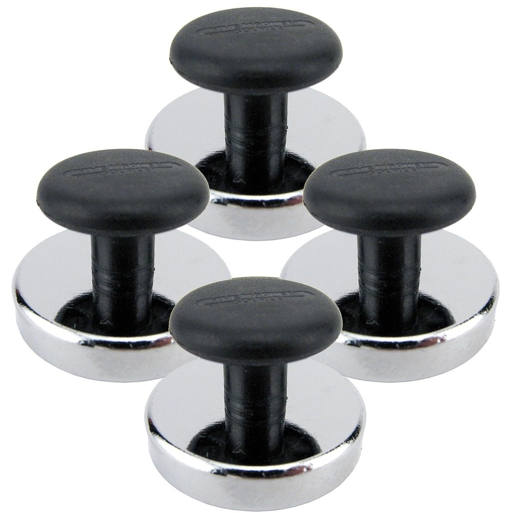 Master Magnetics Round Base Magnet Fastener with KnobChrome1.43 Diameter 0.9
