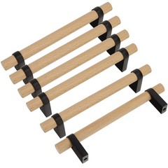 luluxing 6Pcs Wood Cabinet Handles and Pulls 4.4 Inch Double 6 Pieces, Brown