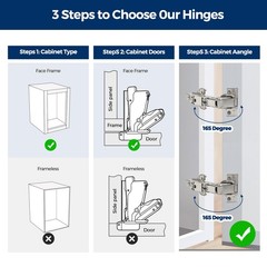 Ravinte 1 Pair 2 Pack Kitchen Cabinet Hinges, 165 165 Degree, Satin Nickel