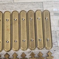 9 Vintage Amerock Carriage House Cabinet Drawer Pulls Handles & Back Plates