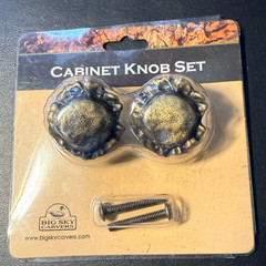 Pair of Drawer Pulls or Cabinet Door Knobs Brass Antler Style 2Pc Set