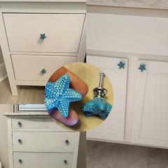 Starfish Drawer Knobs Coastal Kitchen Cabinet Knos Beach Themeb Knob Blue