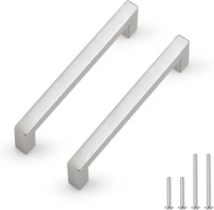 50 Pack Brushed Satin Nickel Cabinet Pulls – 5″ Square Bar Handles