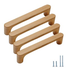 6 PCS 3.78 Inch Beech Round Wooden Drawer Pulls Kitchen Door Cabinet Handles
