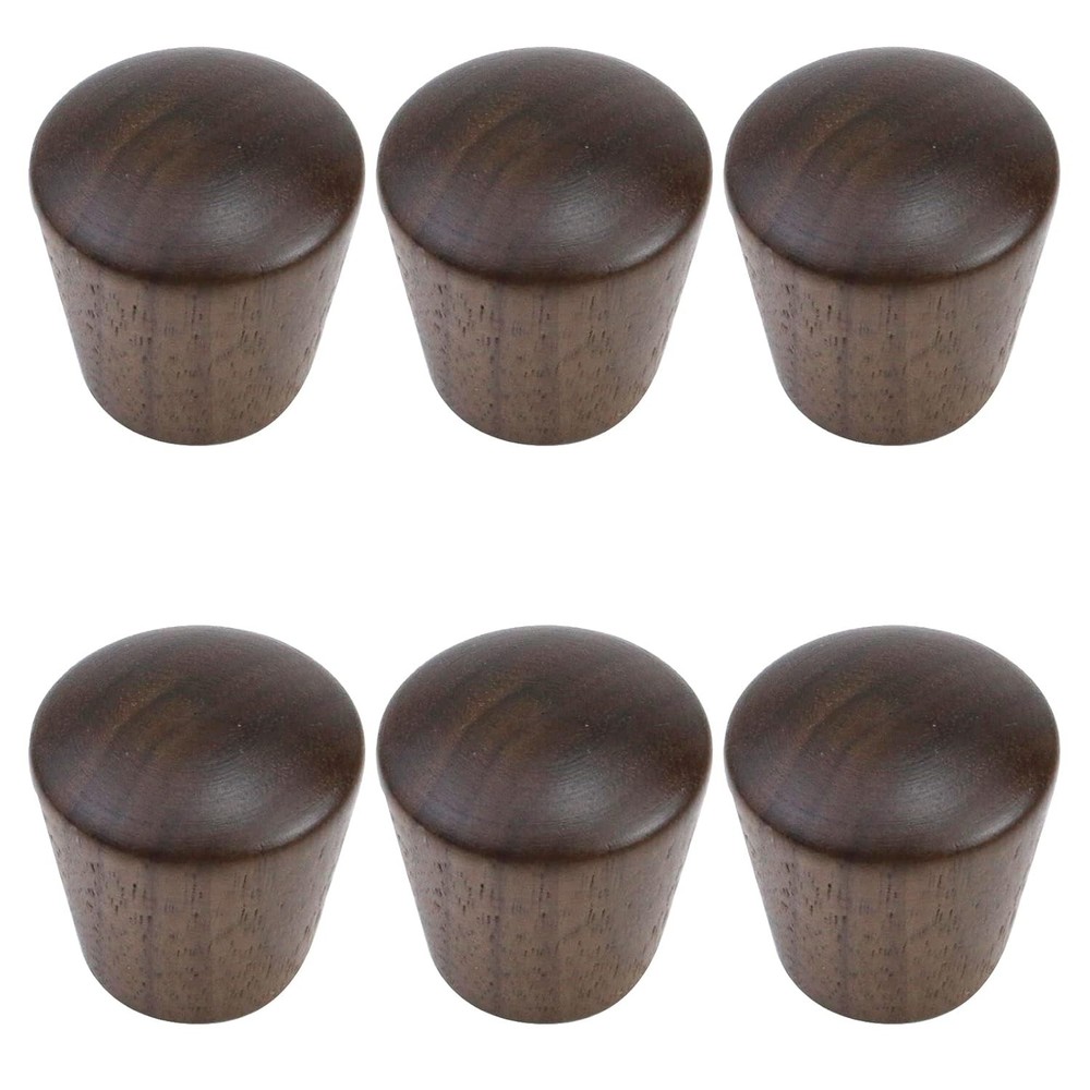 6pcs Walnut Wood Cabinet Knobs Cone Shape Drawer Cupboard Pulls Handles