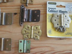 Big Lot of New Sealed and Vintage Hinges Brass Color