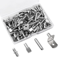 104 Pcs Shelf Pegs Kit Nickel Shelf Support Pins 4 Styles 5Mm 1/4 Cabinet New