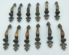 Vintage Lot of 12 Amerock Brass Cabinet Door Handles Model 156-1