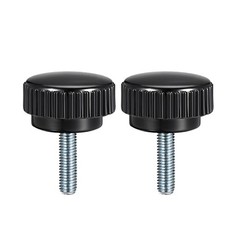 M8 x 20mm Male Thread Knurled Clamping Knobs Grip Thumb Screw on Type 2 Pcs