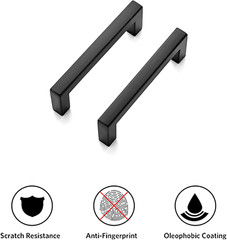 30 Pack 3 Inch Center to Center Slim Square Bar Drawer Pulls Handles Matt Black