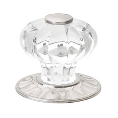 1-1/4 In. Satin Nickel Crystal Acrylic Melon Cabinet Drawer Knobs with Backplate