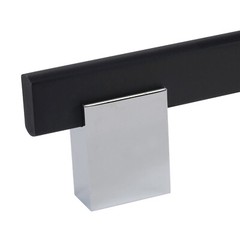 Euro Bridge Style 3-3/4″ Centers Chrome Black Cabinet Pull Handle 5-1/32″