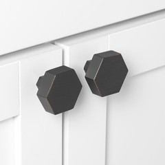 GlideRite 1-1/2 Inch Solid Hexagon Cabinet Knob Oil Rubbed Bronze, 5824-ORB-1