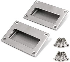 2PCS Stainless Steel Recessed Flush Pull Handles for Cabinet Drawer Sliding Door