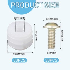 30 Set Furniture Fasteners, Plastic Hinge Dowel Inserts with Stainless Steel …