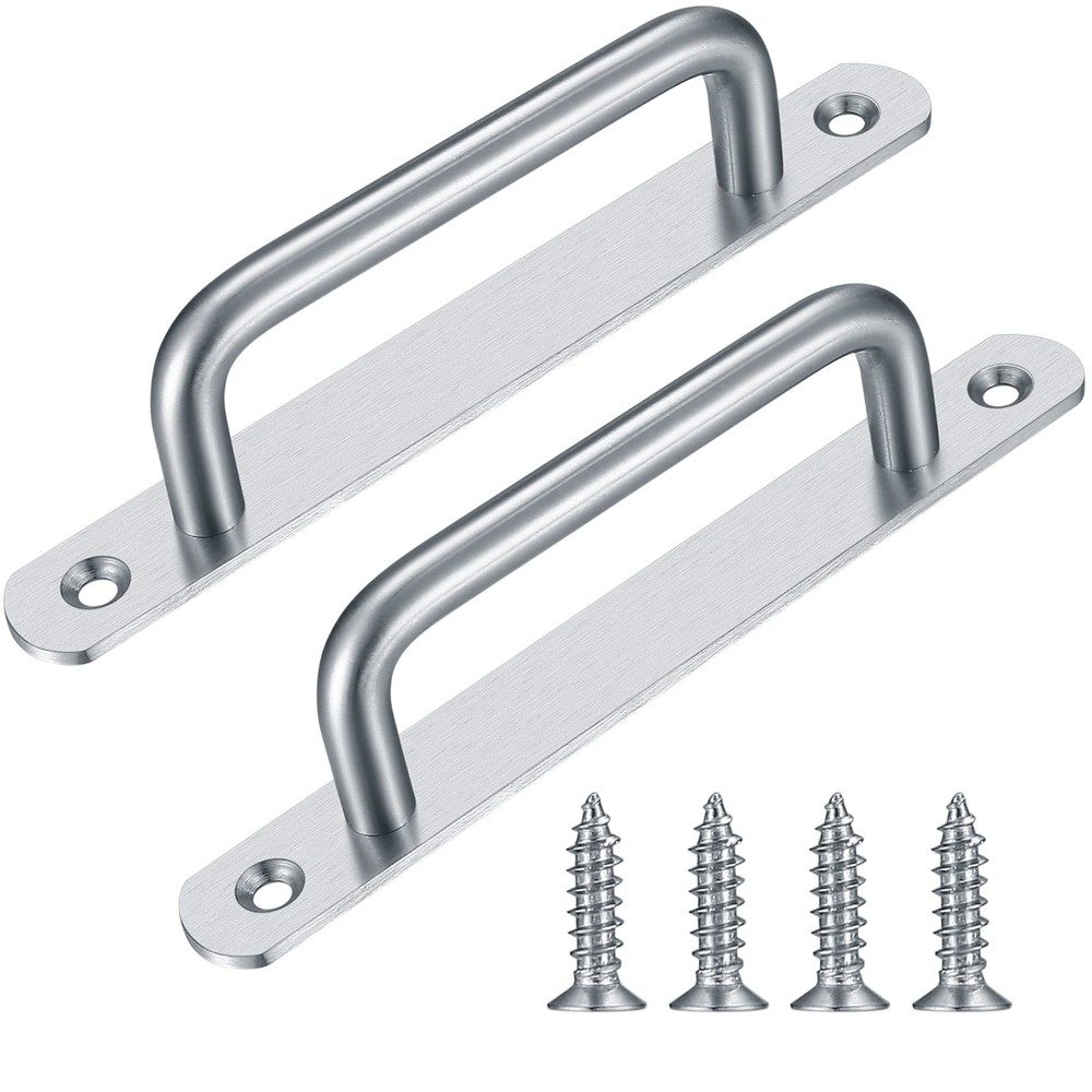 2 PCS Barn Door Handles Sliding Cabinet Drawer Pulls Silver 192mm/7.56 Inch