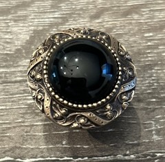 Victorian Jeweled Knob Bronze With Black Onyxstone High End Cabinet