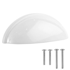 10 Pack 3 Inch Hole Drawer Pulls, White Cup Pulls, Cabinet Handles, Kitchen