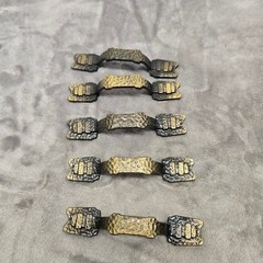 Vintage Hammered Metal Drawer Pulls 3 Inch Center Set of 5 Brass Black Rustic